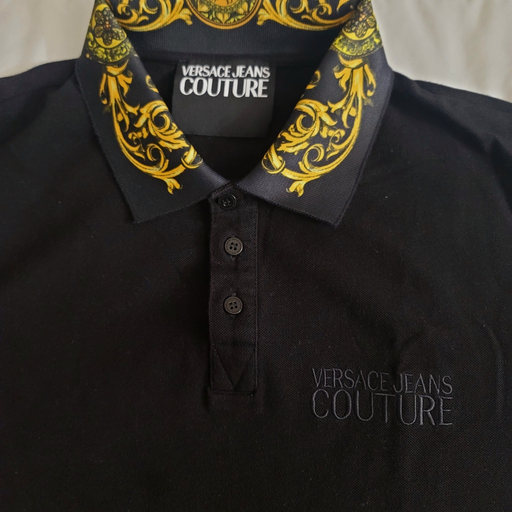 Versace Jeans Collection Gold and Black Baroque Polo